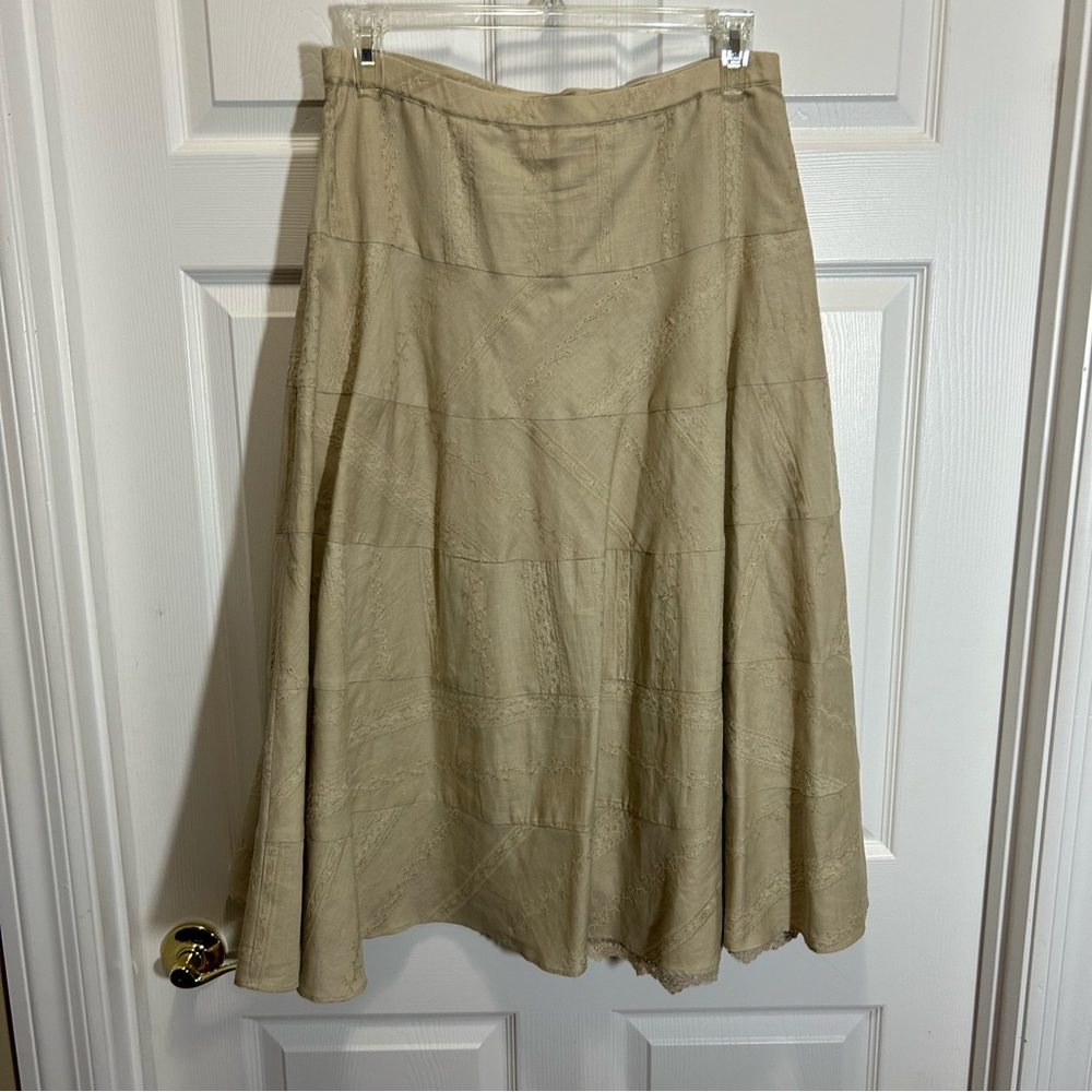 Coldwater Creek Tan Linen Cotton Skirt Size PMD - Picture 4 of 10